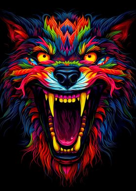 Psychedelic Wolf Neon