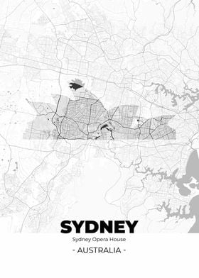 Sydney City Map White