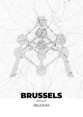 Brussels City Map White