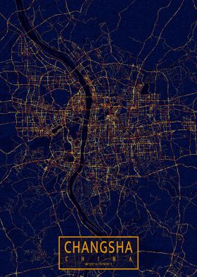 Changsha Map City At Night