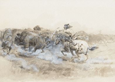 Indians Hunting Bison