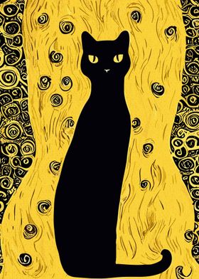 Black Cat Klimt Golden 1