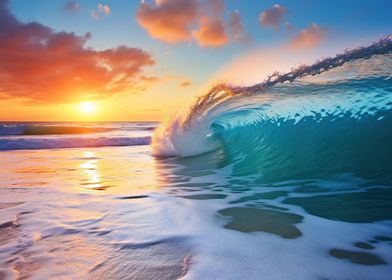 beach waves and sunset