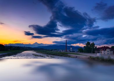 Sunset, reflection, river