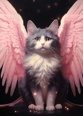 Pink Guardian Angel Cat