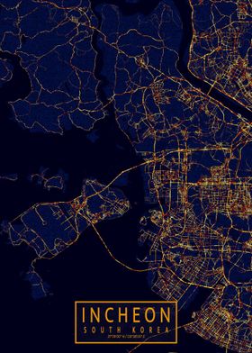 Incheon Map City At Night