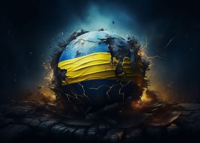 Broken Globe with Flag