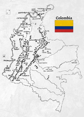 Handdrawn Colombia Map