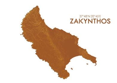 Topographic map zakynthos