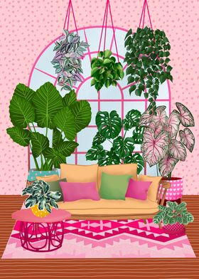Cute Pink Room With Plants