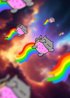 Colorful Nyan Cat Meme Art