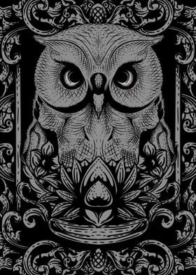 Owl engraving