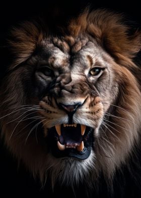 Wild angry lion 