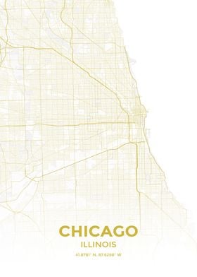 Gold Chicago Illinois Map