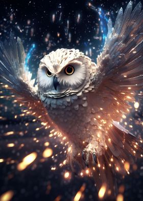 Glowing Snowy Owl