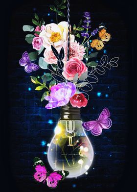 Flower lamp and butterfly