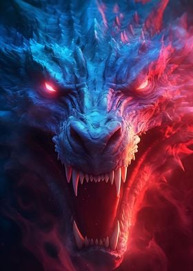 Neon Dragon in Flames