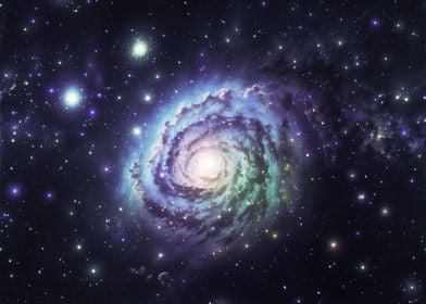 Spiral galaxy and stars