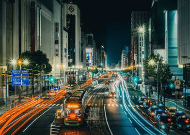 Neon night Hiroshima Japan