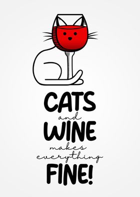 Cute Funny Cat Art Wine