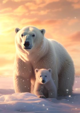 polar bear and cub