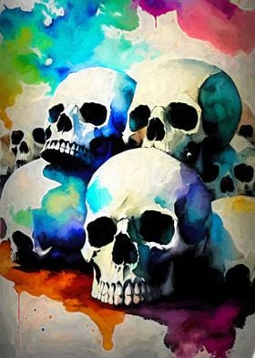Watercolor skulls