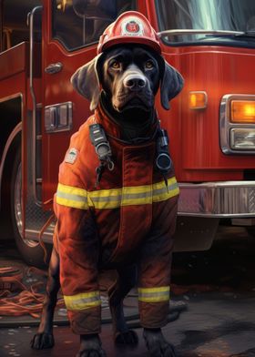 Cute Funny Dog Firefighter