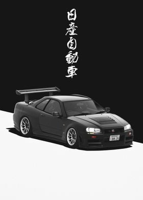 JDM Black Nissan GTR R34