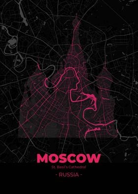 Moscow City Map Pink