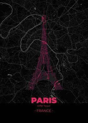 Paris City Map Pink