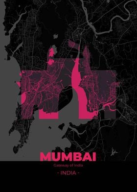 Mumbai City Map Pink