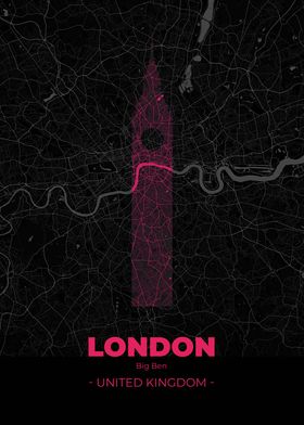London City Map Pink