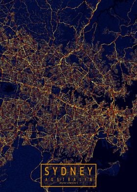 Sydney Map City At Night