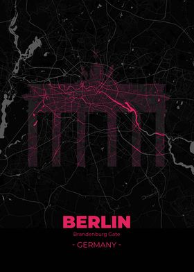 Berlin City Map Pink