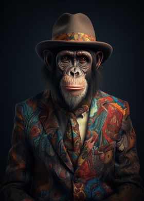 Chimpanzee in Boho Suit