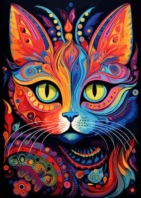 Colorful Mandala Cat Face