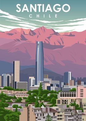 Santiago Chile Travel Art