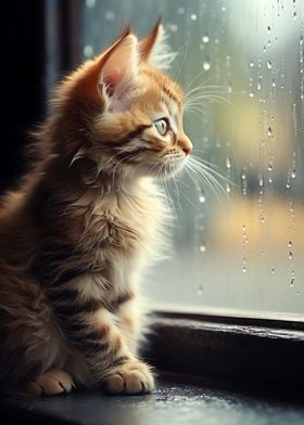 Cute Rainy Kitten
