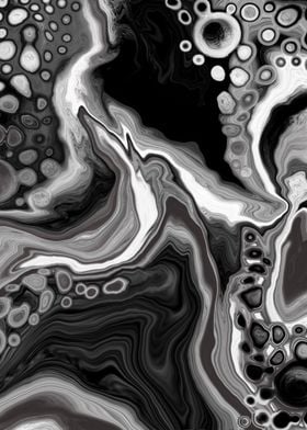 Black and White Fluid Art