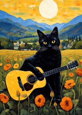 Black Cat Play Guitar