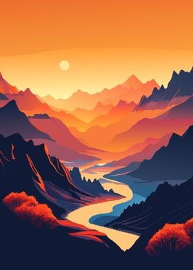 Nature Sunset Mountains