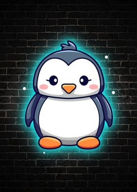 penguin cute neon