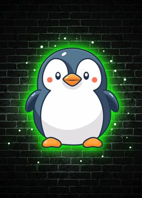 penguin cute neon