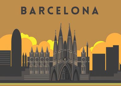 Barcelona spain Travel Art