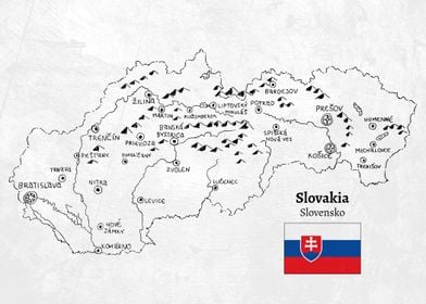Handdrawn Slovakia Map
