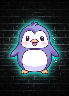 penguin cute neon