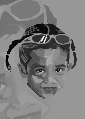 little girl grey pop art