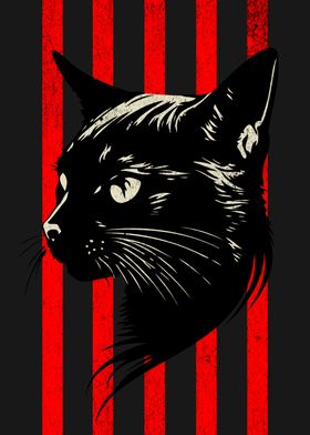 BLACK CAT RED STRIPES