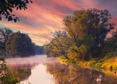 Autumn landscape, river