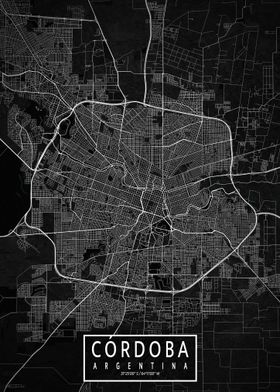 Cordoba City Map Dark